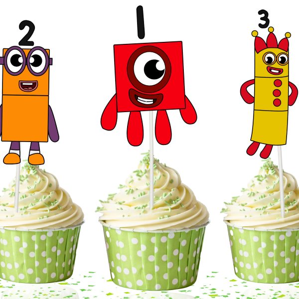 Numberblocks Cupcake Toppers, Numberblocks Birthday Decorations.