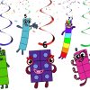 fffffff Numberblocks Hanging Swirls Decorations, Numberblocks Birthday Party Decor.
