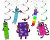 fffffff Numberblocks Hanging Swirls Decorations, Numberblocks Birthday Party Decor.