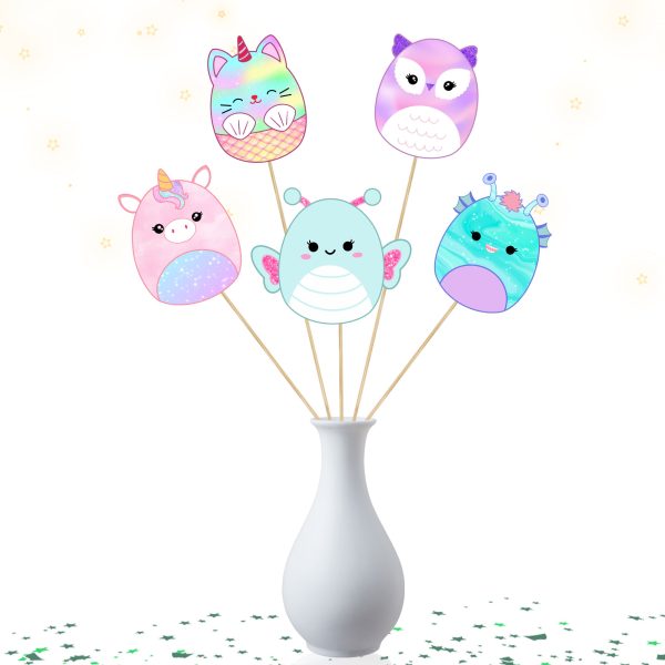 Squishmallow Centerpieces, Squishmallow Table Decorations, Kawaii Party Centerpieces, Pastel Birthday Table Decor, Cute Animal Party Decorations
