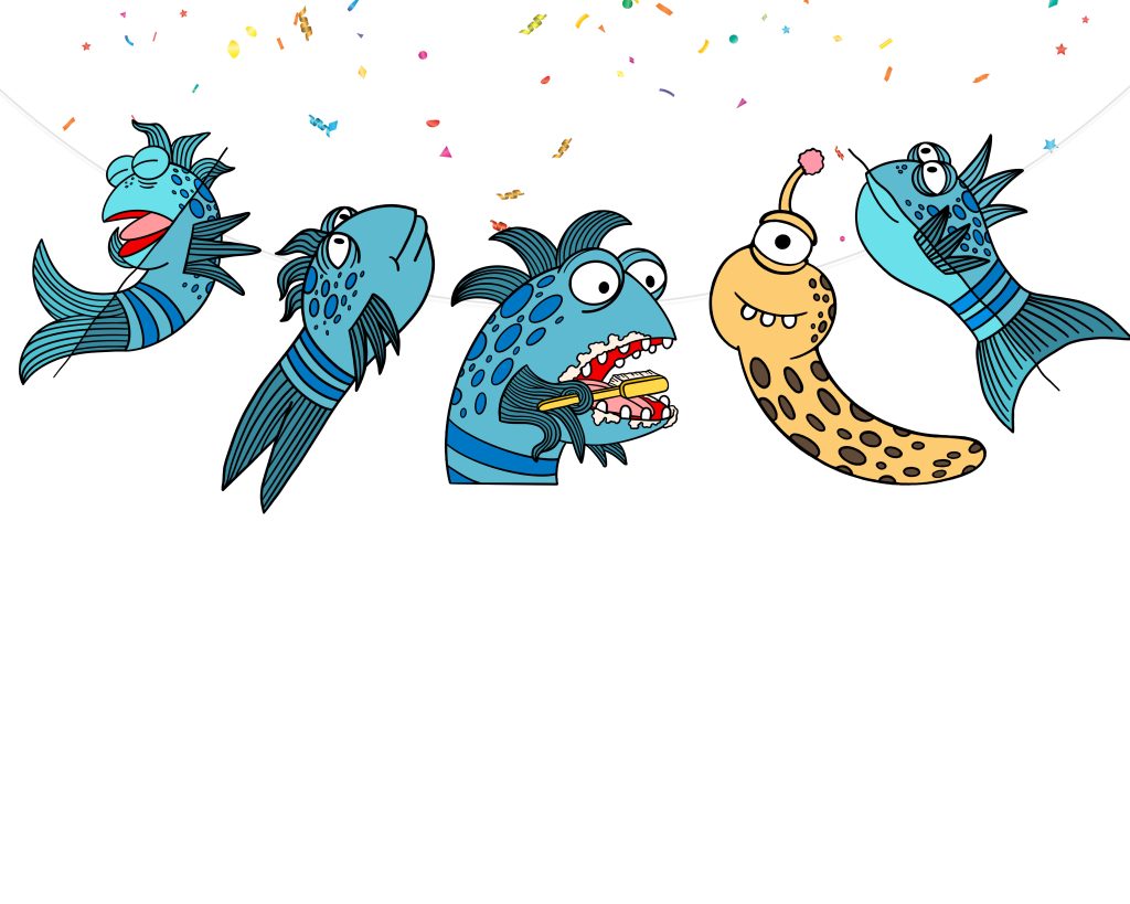 Pout-Pout Fish Hanging Decorations, Pout-Pout Fish Party Banner.
