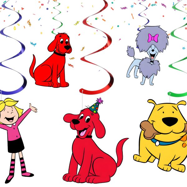Clifford Party Decorations, Clifford Hanging Swirls, Big Red Dog Birthday Decor, Dog Birthday Party Supplies, Cartoon Puppy Ceiling Decorations