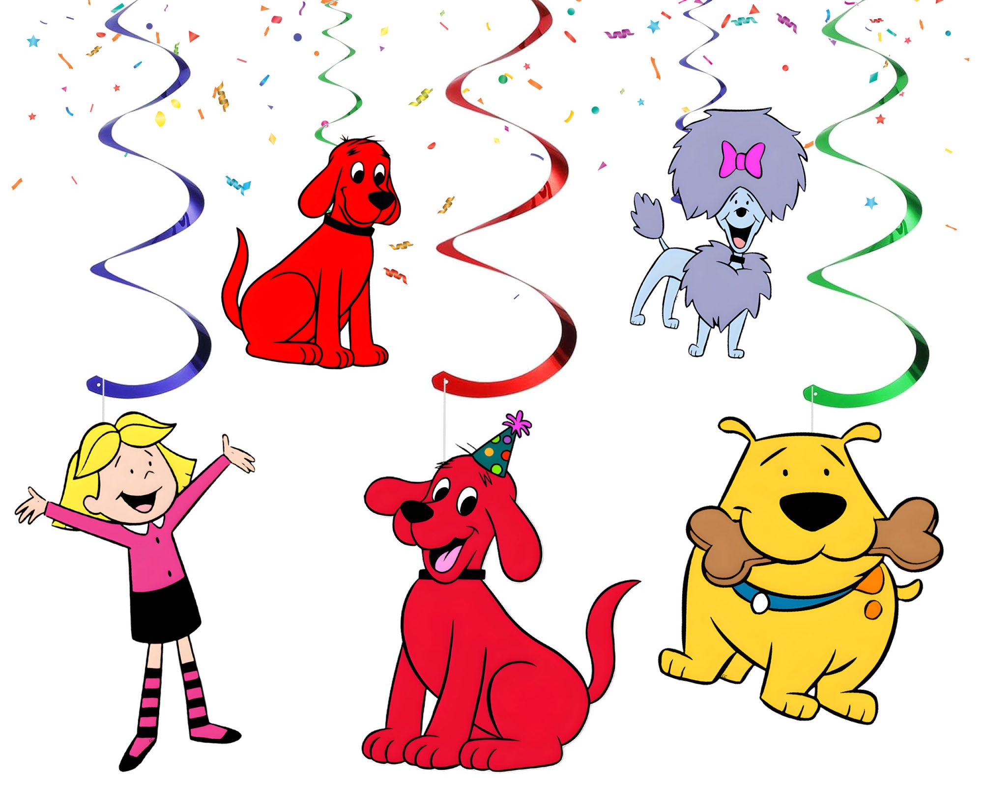Clifford Party Decorations, Clifford Hanging Swirls, Big Red Dog Birthday Decor, Dog Birthday Party Supplies, Cartoon Puppy Ceiling Decorations