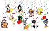 Looney Tunes Hanging Swirl Decorations, Looney Tunes Birthday Party Decorations, Cartoon Hanging Swirls, Kids Birthday Ceiling Decorations, Looney Tunes Party Supplies, Cartoon Baby Shower Decor