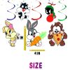 Looney Tunes Hanging Swirl Decorations, Looney Tunes Birthday Party Decorations, Cartoon Hanging Swirls, Kids Birthday Ceiling Decorations, Looney Tunes Party Supplies, Cartoon Baby Shower Decor