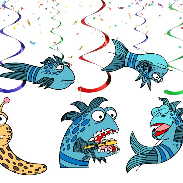 jjj Pout-Pout Fish Hanging Swirls Decorations, Pout-Pout Fish Party Decorations, Under the Sea Hanging Swirls, Ocean Birthday Ceiling Decor, Fish Party Hanging Decorations