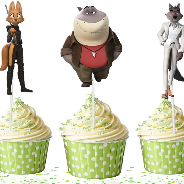 jjj Bad Guys Cupcake Toppers, Bad Guys Birthday Party Decorations, Animal Heist Movie Cupcake Picks