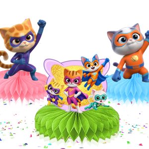 Super Kitties Honeycomb Centerpieces, Super Kitties Party Decorations, Super Kitties Table Centerpiece, Super Kitties Birthday Party Decor, Superhero Cat Party Supplies, Kids Birthday Decorations