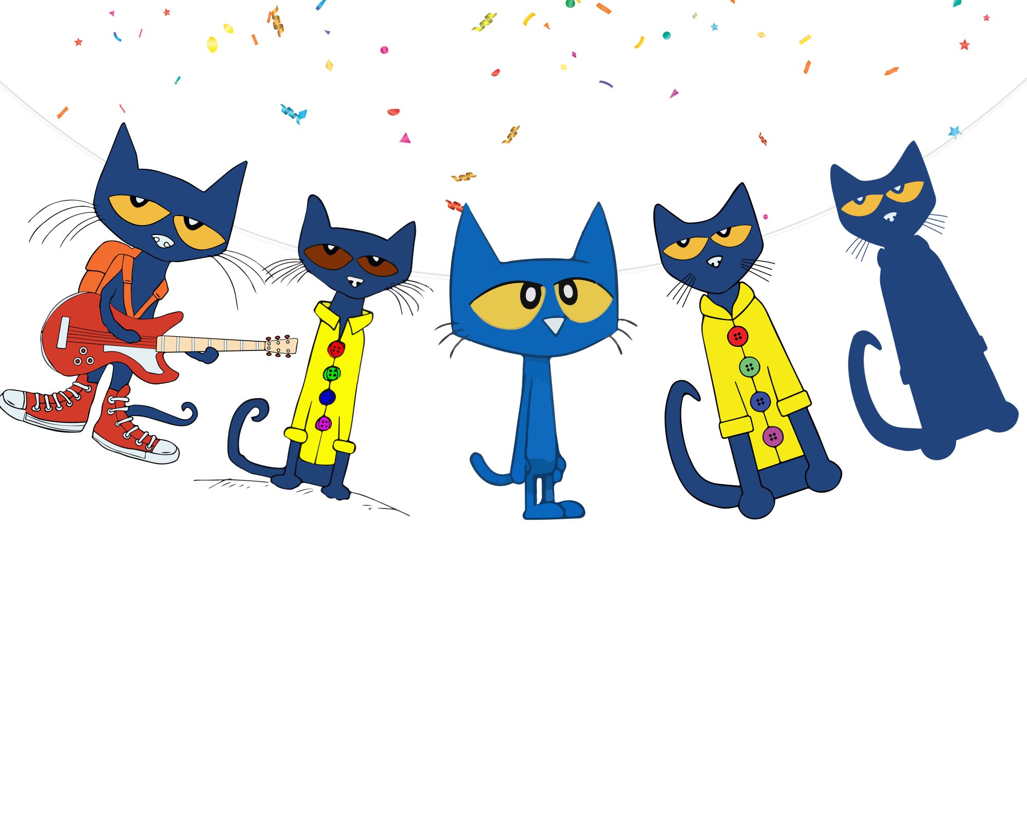 Pete the Cat Birthday Banner, Cat Birthday Party Decorations, Cool Blue Cat Banner, Kids Cartoon Cat Party Decor, Musical Cat Birthday Supplies