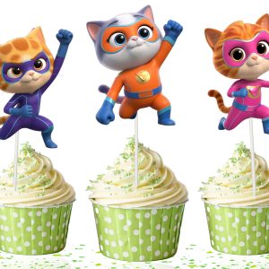 Super Kitties Cupcake Toppers, Super Kitties Birthday Party Decorations, Super Kitties Cake Toppers, Superhero Cat Party Supplies, Kids Birthday Cupcake Picks, Super Kitties Party Decor