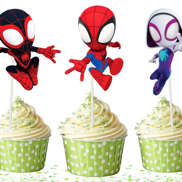 Spidey and His Amazing Friends Cupcake Toppers, Superhero Cupcake Picks, Spidey Birthday Party Decorations, Spider Hero Cupcake Decor, Boys Birthday Party Supplies