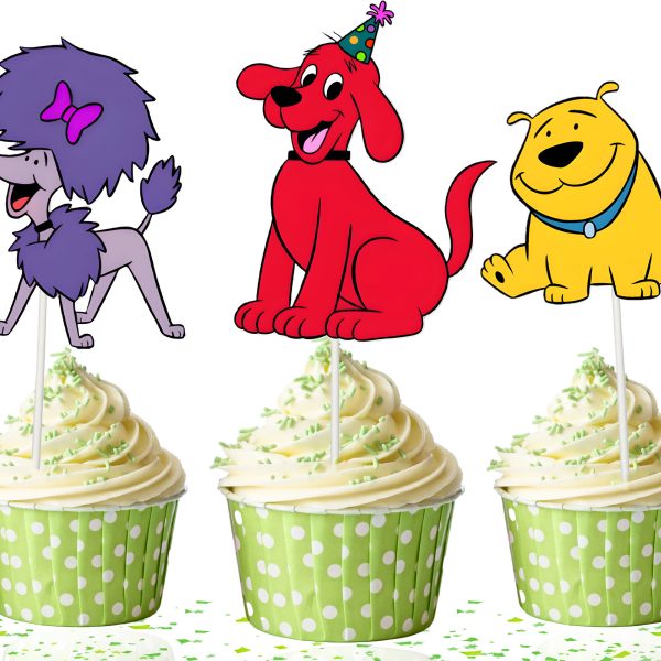 ooo Clifford Cupcake Toppers, Big Red Dog Birthday Cupcake Picks, Puppy Party Decorations, Cartoon Dog Birthday Supplies, Clifford Party Decor