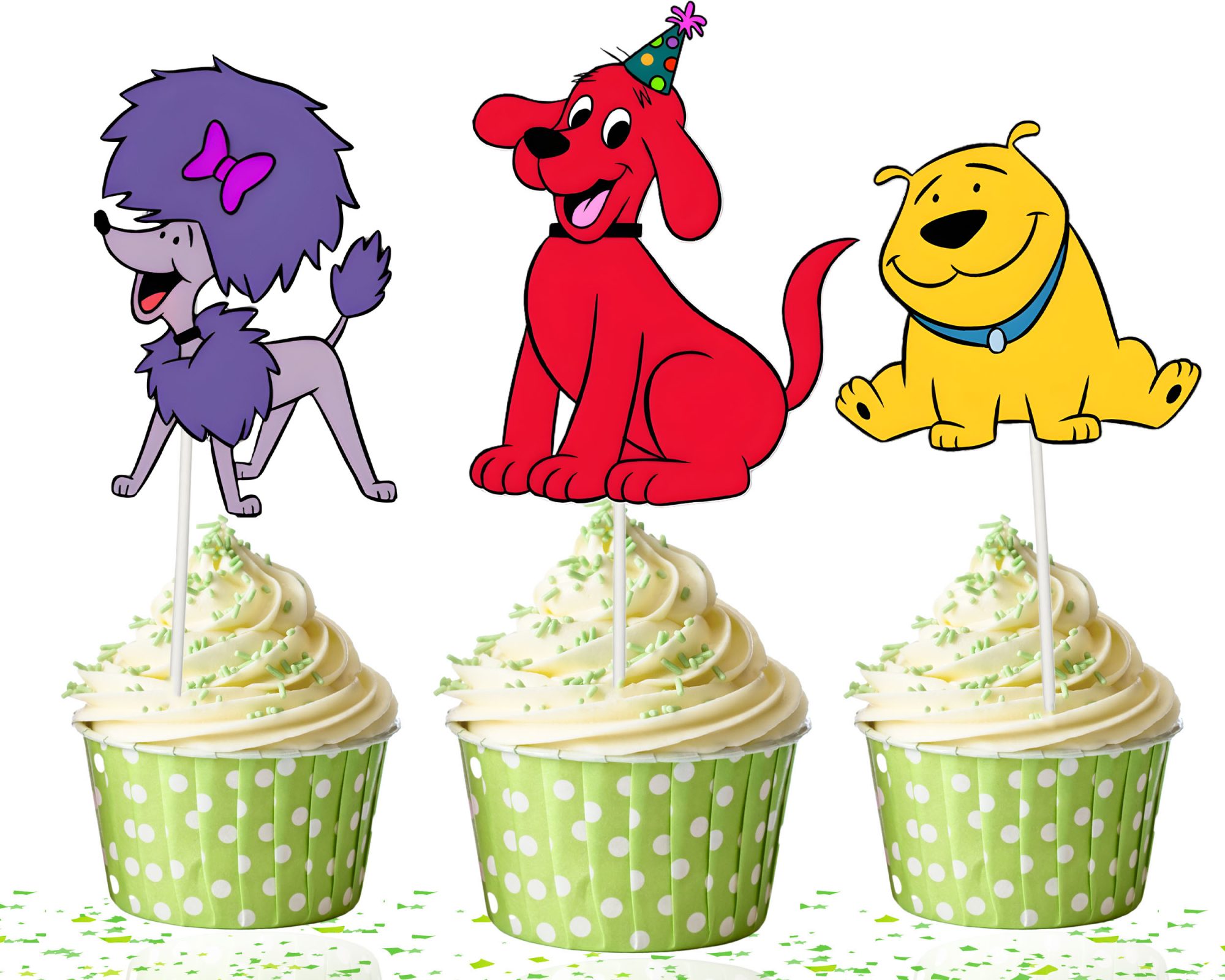Clifford Cupcake Toppers, Big Red Dog Birthday Cupcake Picks, Puppy Party Decorations, Cartoon Dog Birthday Supplies, Clifford Party Decor