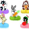 Looney Tunes Honeycomb Centerpieces, Looney Tunes Table Centerpieces, Cartoon Character Honeycomb Decorations, Looney Tunes Birthday Party Decor, Kids Party Table Decorations, Baby Shower Centerpieces