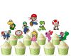 Super Mario Cupcake Toppers, Mario Birthday Cupcake Picks.