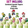 Super Mario Cupcake Toppers, Mario Birthday Cupcake Picks.