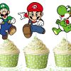 Super Mario Cupcake Toppers, Mario Birthday Cupcake Picks.