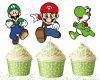 Super Mario Cupcake Toppers, Mario Birthday Cupcake Picks.