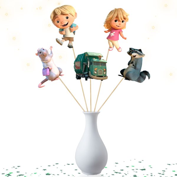 Trash Truck Centerpiece Sticks, Trash Truck Birthday Centerpieces, Garbage Truck Party Decorations, Trash Truck Table Decor, Cartoon Truck Party Centerpieces