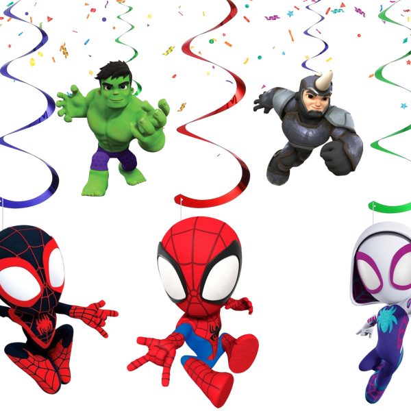 Spidey and His Amazing Friends Swirls, Superhero Hanging Swirls Decorations, Spider Hero Birthday Party Decor, Boys Birthday Ceiling Decorations