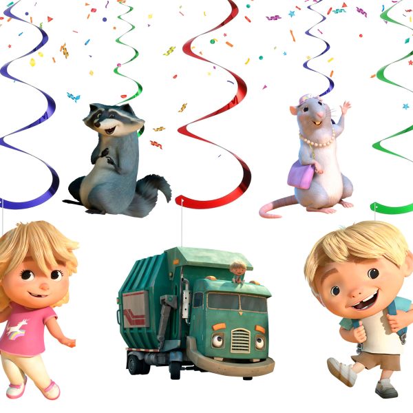 Trash Truck Hanging Swirls Decorations, Trash Truck Birthday Hanging Decor, Garbage Truck Party Swirls, Trash Truck Ceiling Decorations, Truck Birthday Party Decor