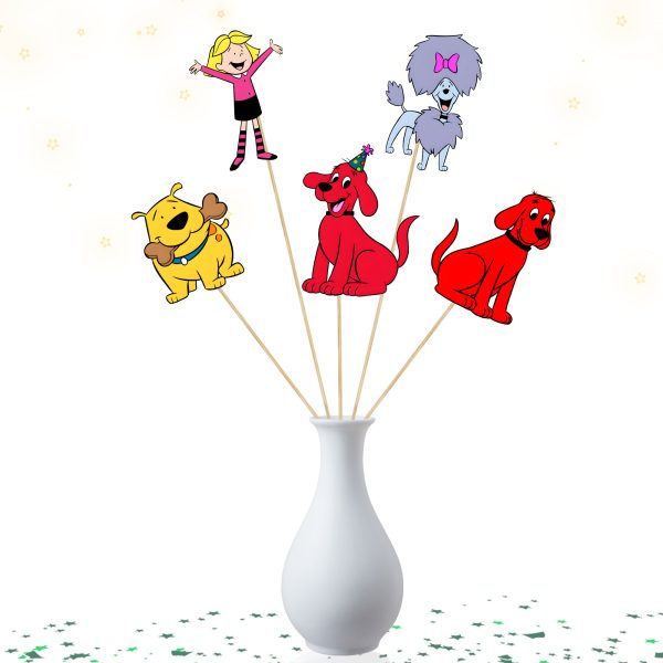u Clifford Centerpiece Sticks, Big Red Dog Party Centerpieces, Puppy Birthday Table Decor, Cartoon Dog Party Decorations, Clifford Birthday Supplies