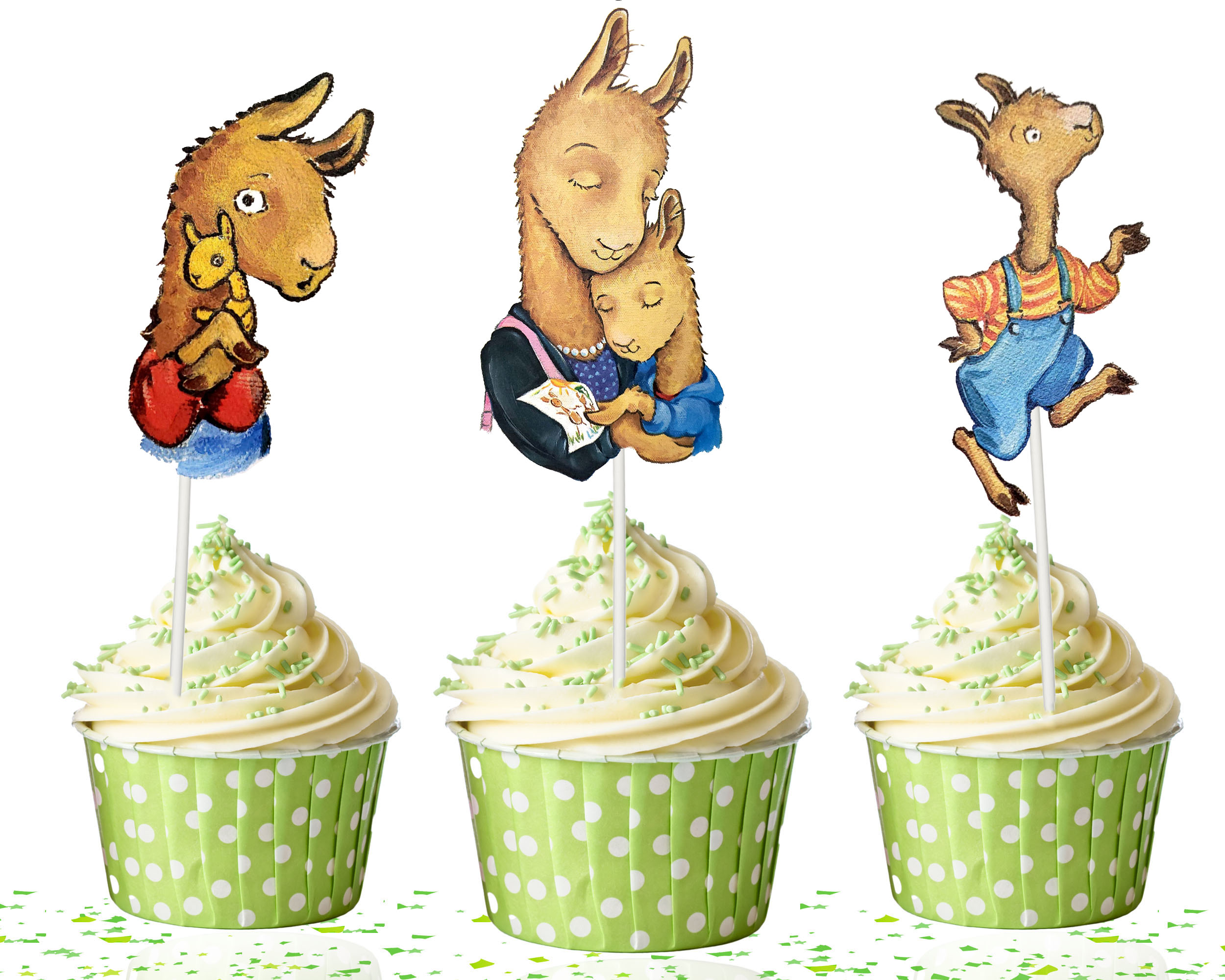 Llama Llama Cupcake Toppers, Llama Llama Birthday Cupcake Toppers, Storybook Party Cupcake Picks, Llama Birthday Decorations, Reading Party Supplies, Book Theme Cupcake Toppers