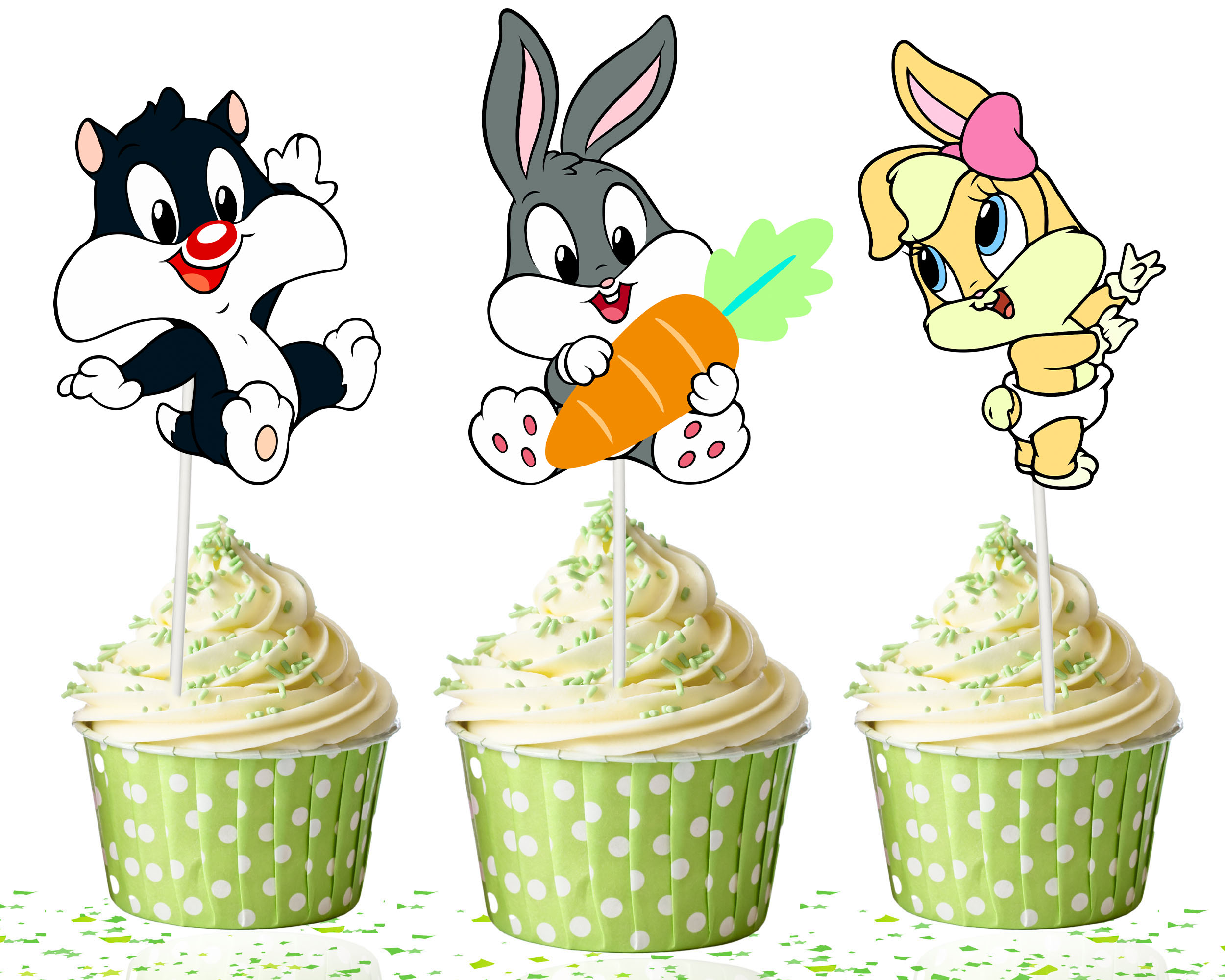 Looney Tunes Cupcake Toppers, Looney Tunes Birthday Cupcake Decorations, Cartoon Cupcake Picks, Baby Looney Tunes Party Supplies, Kids Birthday Cupcake Toppers, Looney Tunes Baby Shower Decor