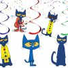 xxxxxxx Pete the Cat Hanging Swirls Decorations, Pete Cat Birthday Party Swirls, Cat Birthday Hanging Decor, Cool Cat Party Decorations, Classroom Party Supplies