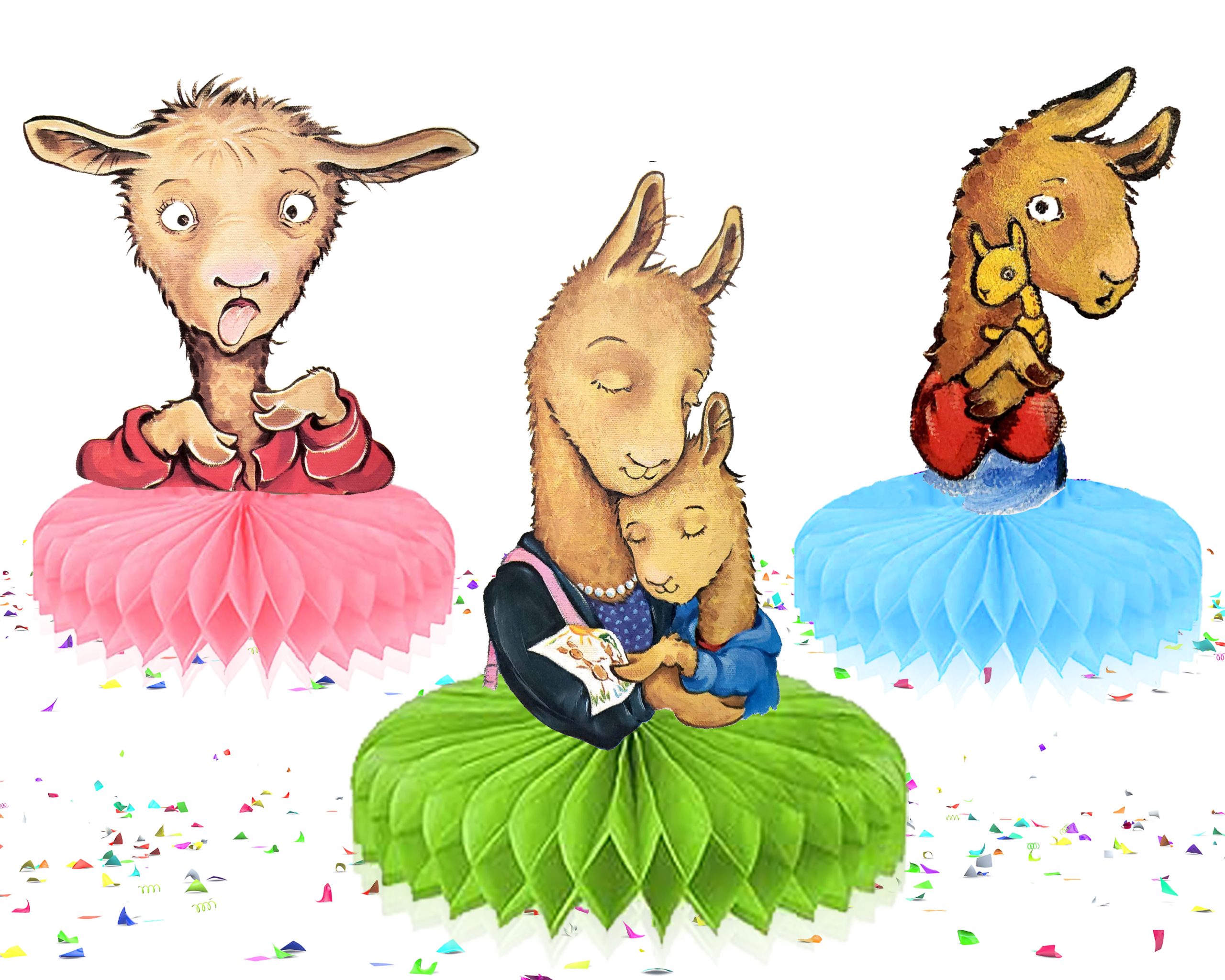 Llama Llama Honeycomb Centerpieces, Llama Birthday Table Centerpieces, Llama Llama Party Decorations, Storybook Party Decor, Reading Party Centerpieces, Book Theme Birthday Decorations