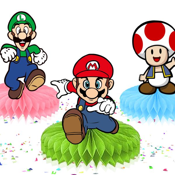 Super Mario Honeycomb Centerpieces, Mario Party Table Decorations.