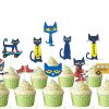 zzzzz Pete the Cat Cupcake Toppers, Pete Cat Birthday Cupcake Picks, Cat Birthday Party Decorations, Cool Cat Cupcake Decor, Classroom Party Supplies