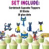 zzzzzz Pete the Cat Cupcake Toppers, Pete Cat Birthday Cupcake Picks, Cat Birthday Party Decorations, Cool Cat Cupcake Decor, Classroom Party Supplies
