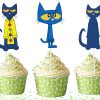 zzzzzzz Pete the Cat Cupcake Toppers, Pete Cat Birthday Cupcake Picks, Cat Birthday Party Decorations, Cool Cat Cupcake Decor, Classroom Party Supplies