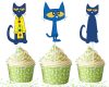 zzzzzzz Pete the Cat Cupcake Toppers, Pete Cat Birthday Cupcake Picks, Cat Birthday Party Decorations, Cool Cat Cupcake Decor, Classroom Party Supplies