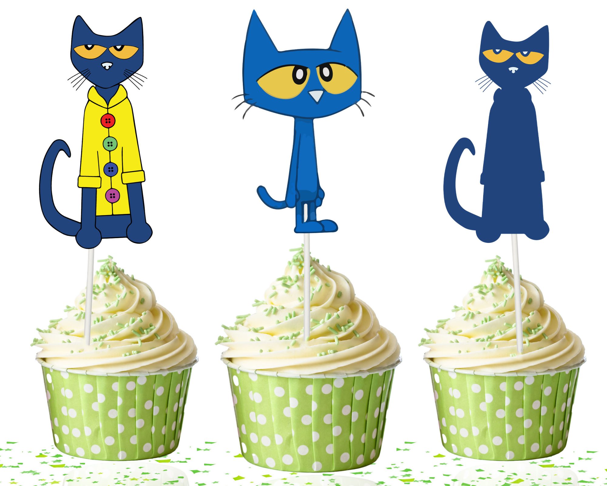 Pete the Cat Cupcake Toppers, Pete Cat Birthday Cupcake Picks, Cat Birthday Party Decorations, Cool Cat Cupcake Decor, Classroom Party Supplies