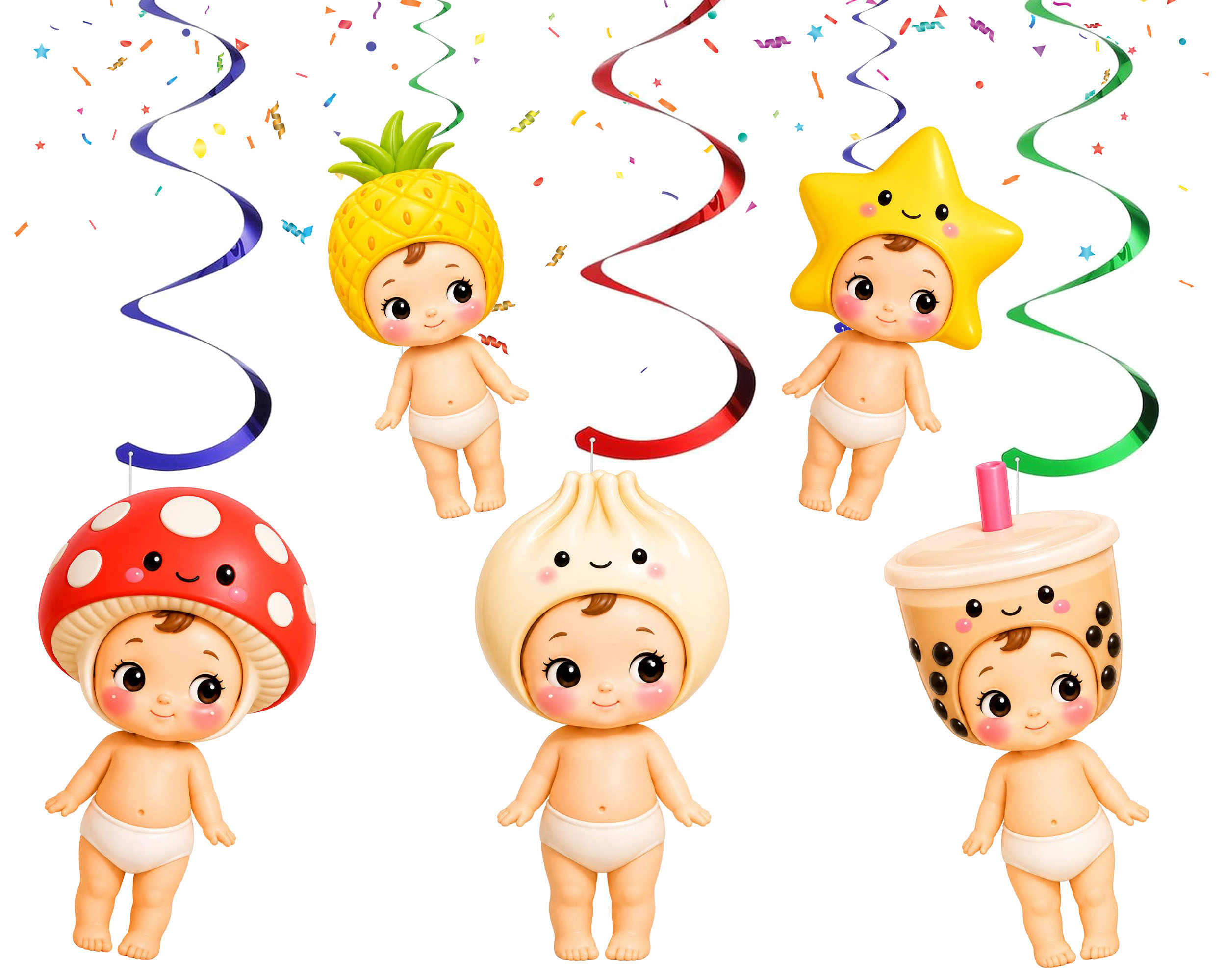 Sonny Angel Hanging Swirls, Sonny Angel Swirl Decorations, Sonny Angel Birthday Decorations