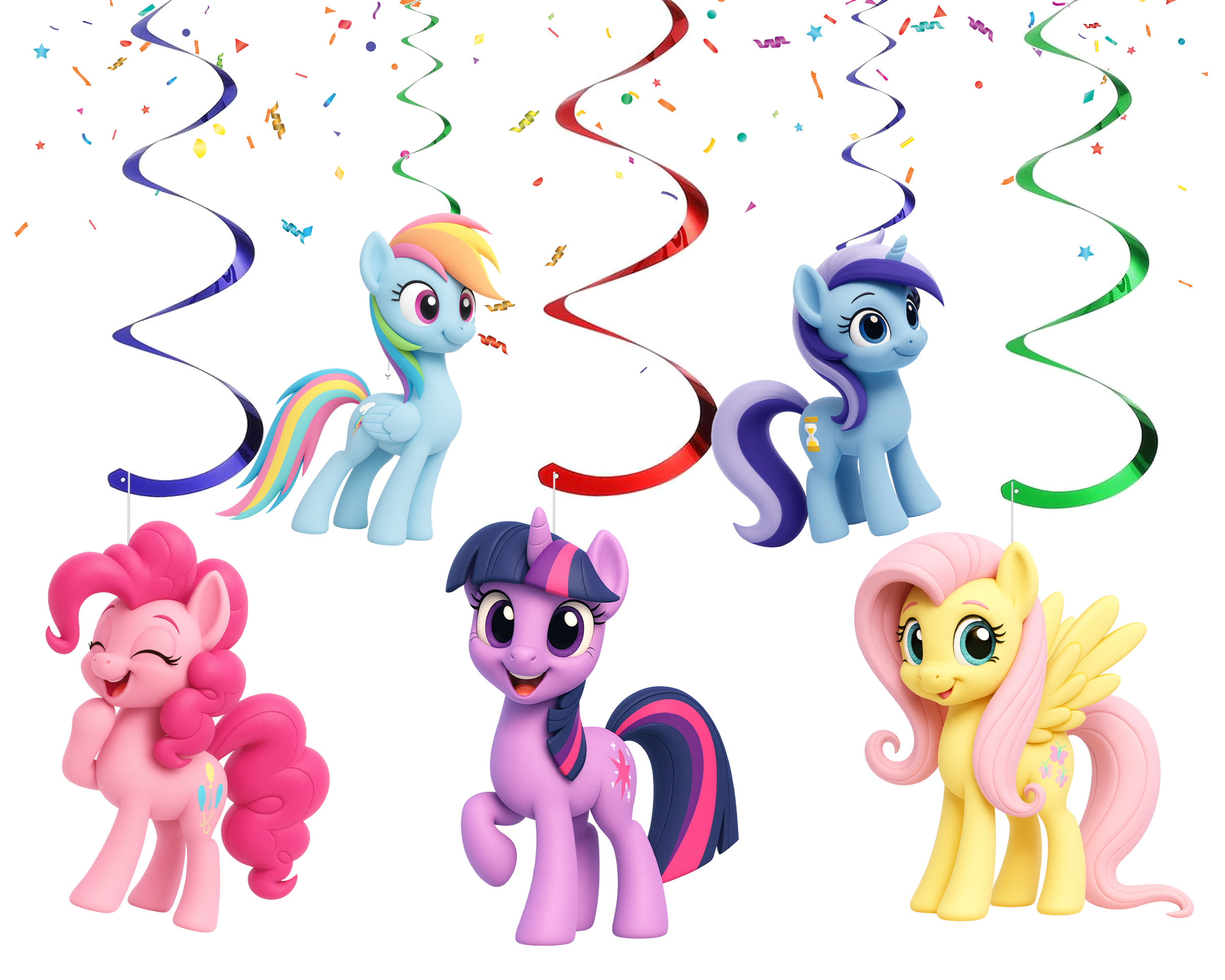 My Little Pony Hanging Swirls Decorations, MLP Birthday Party Decorations