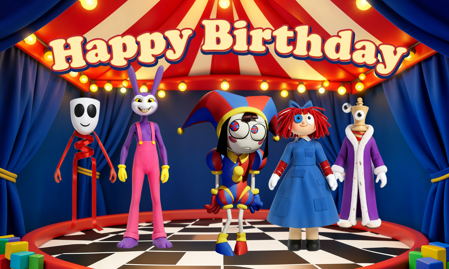The Amazing Digital Circus Birthday Backdrop – 5×3 ft or 7×5 ft