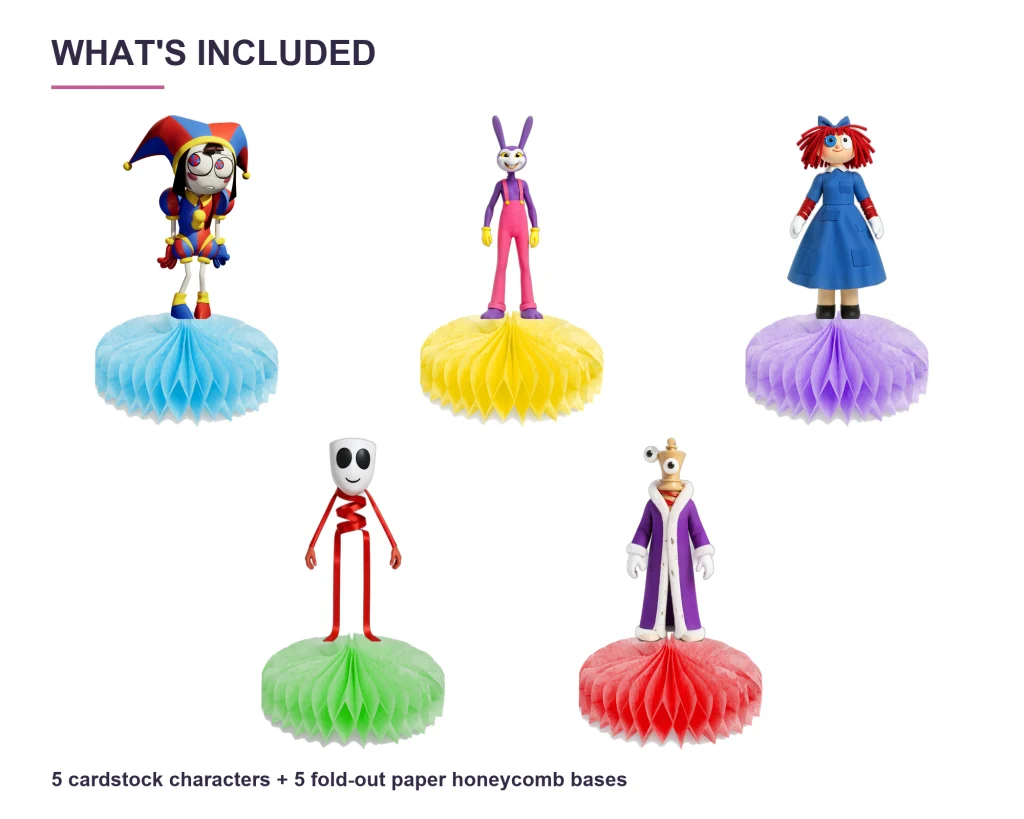 amazing-digital-circus-honeycomb-centerpieces-owner-correction-20261027-included The Amazing Digital Circus Honeycomb Centerpieces – Set of 5 – set contents