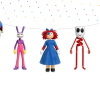 digital-circus-birthday-banner-main The Amazing Digital Circus birthday banner with five hanging character cutouts and confetti