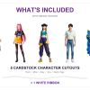 KPop Demon Hunters Birthday Banner – 5 Character Garland — set contents: five cardstock cutouts and one white ribbon