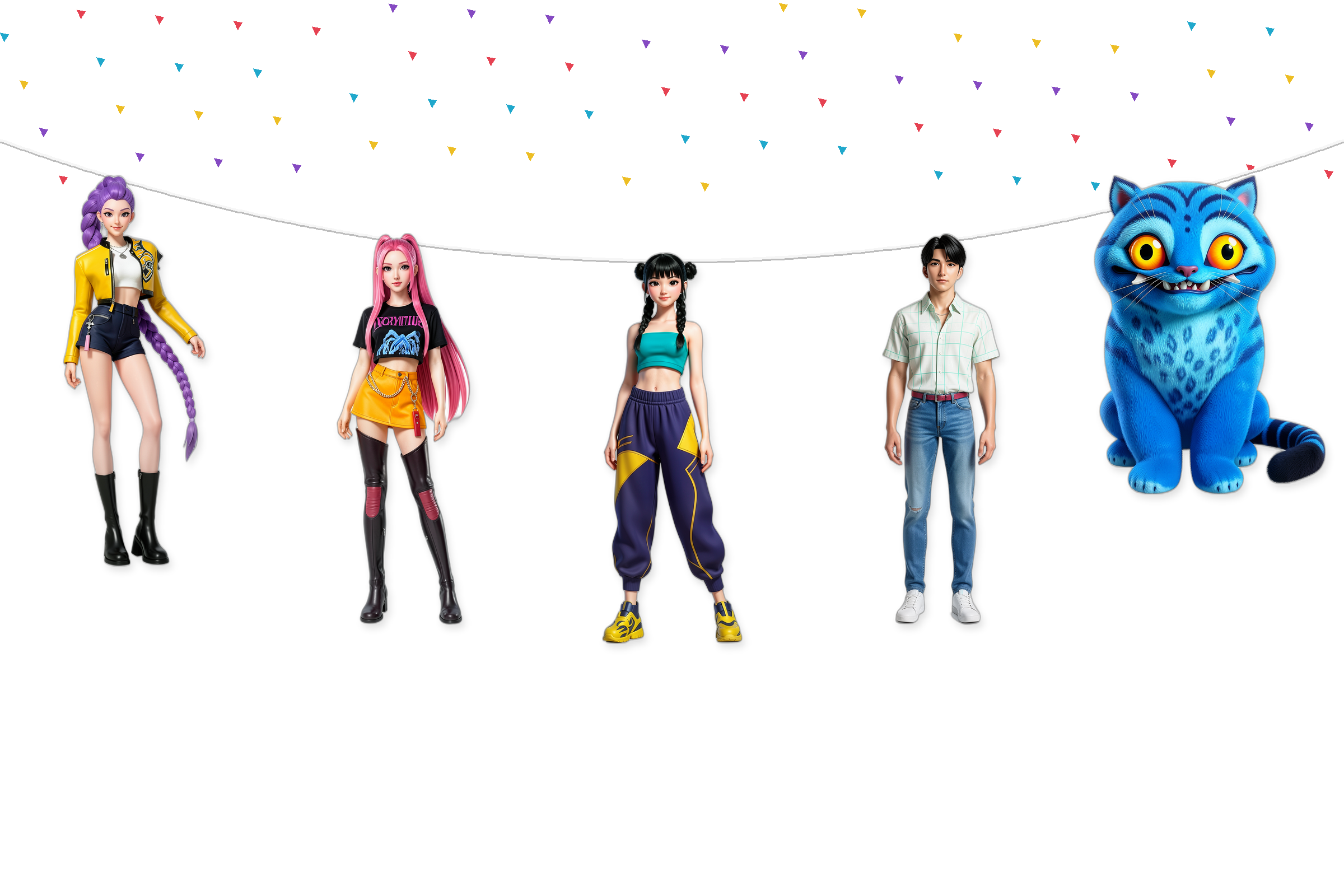 KPop Demon Hunters Birthday Banner – 5 Character Garland