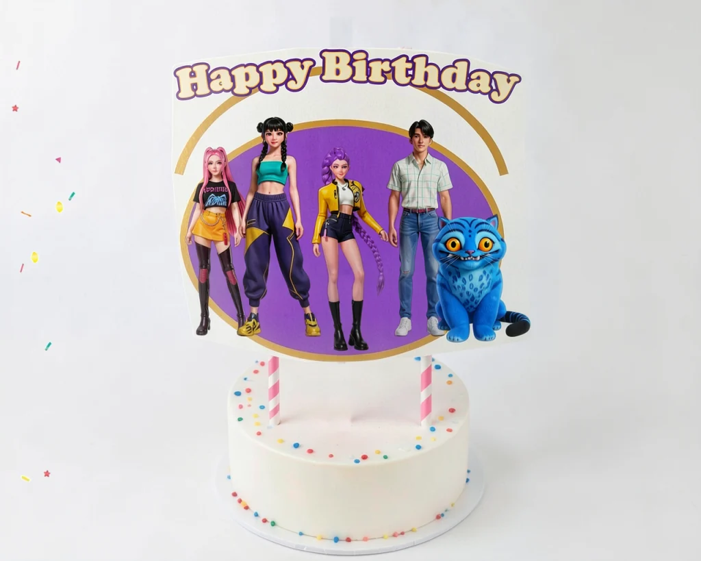 kpop-demon-hunters-cake-topper-main KPop Demon Hunters Cake Topper – Happy Birthday Decoration – product display