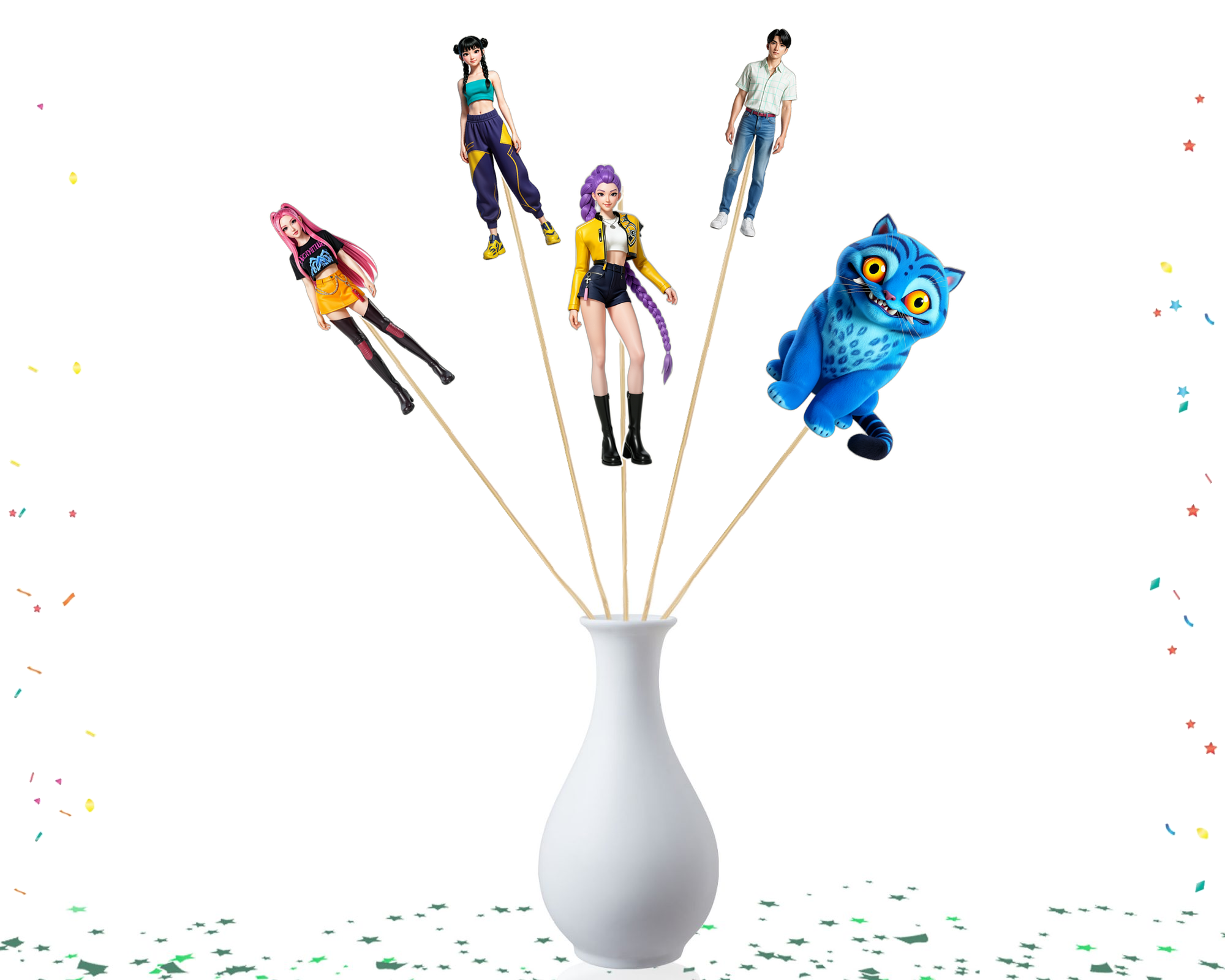 KPop Demon Hunters Centerpiece Sticks – Set of 5 Party Picks