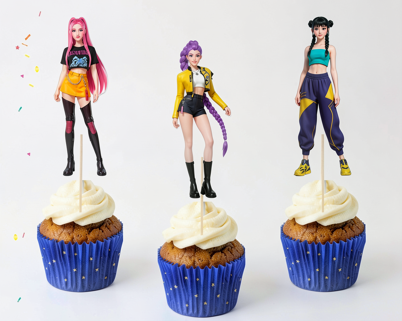 KPop Demon Hunters Cupcake Toppers – 10 Different Characters