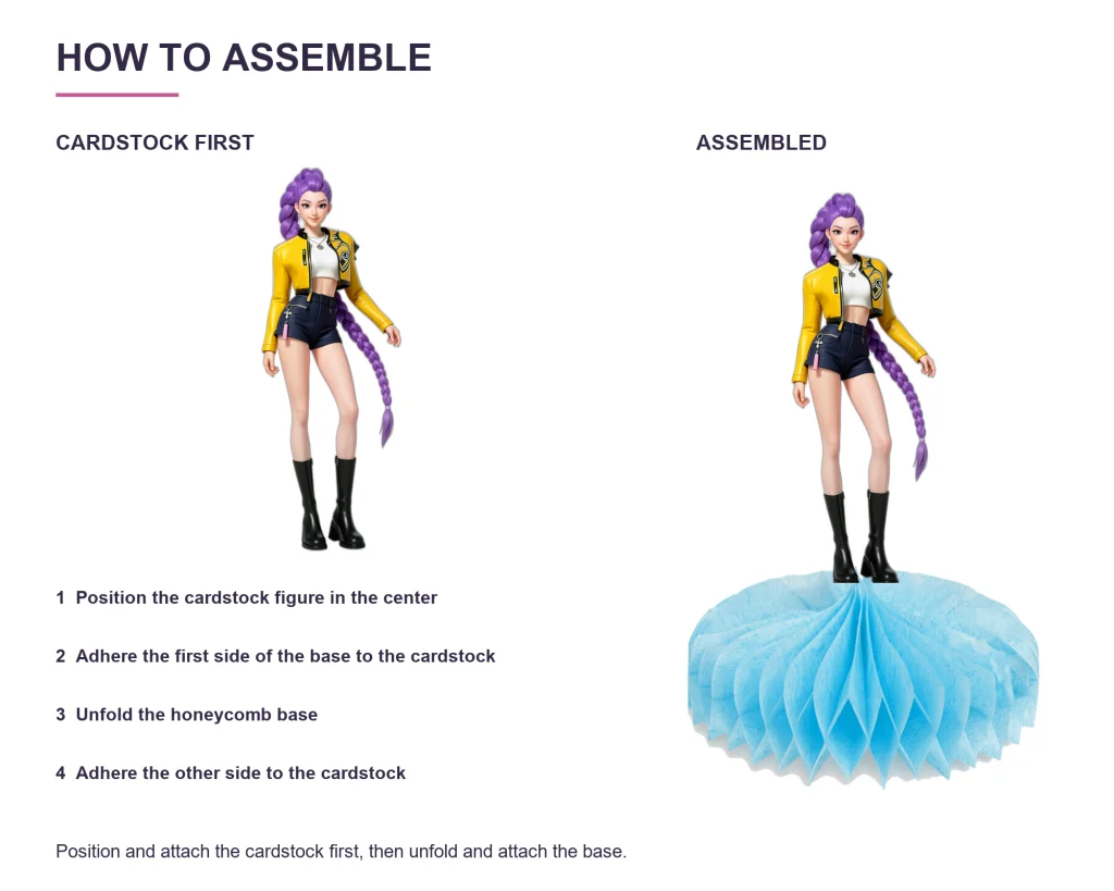 KPop Demon Hunters Honeycomb Centerpieces – Set of 5 – assembly instructions