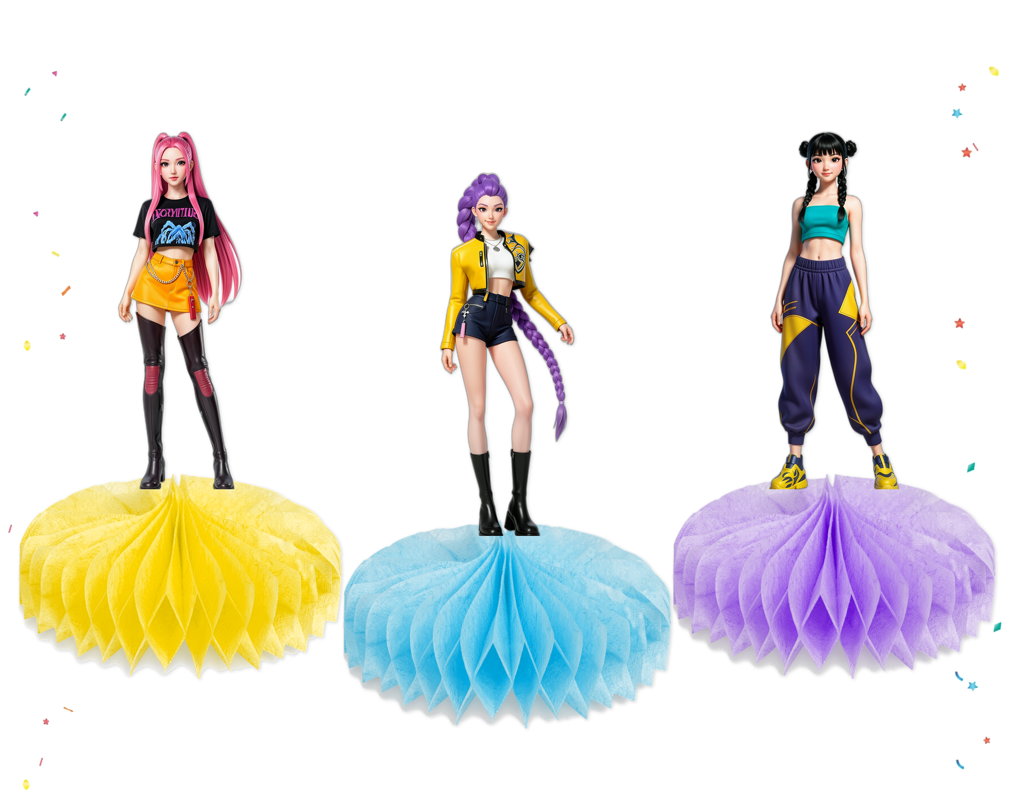 KPop Demon Hunters Honeycomb Centerpieces – Set of 5