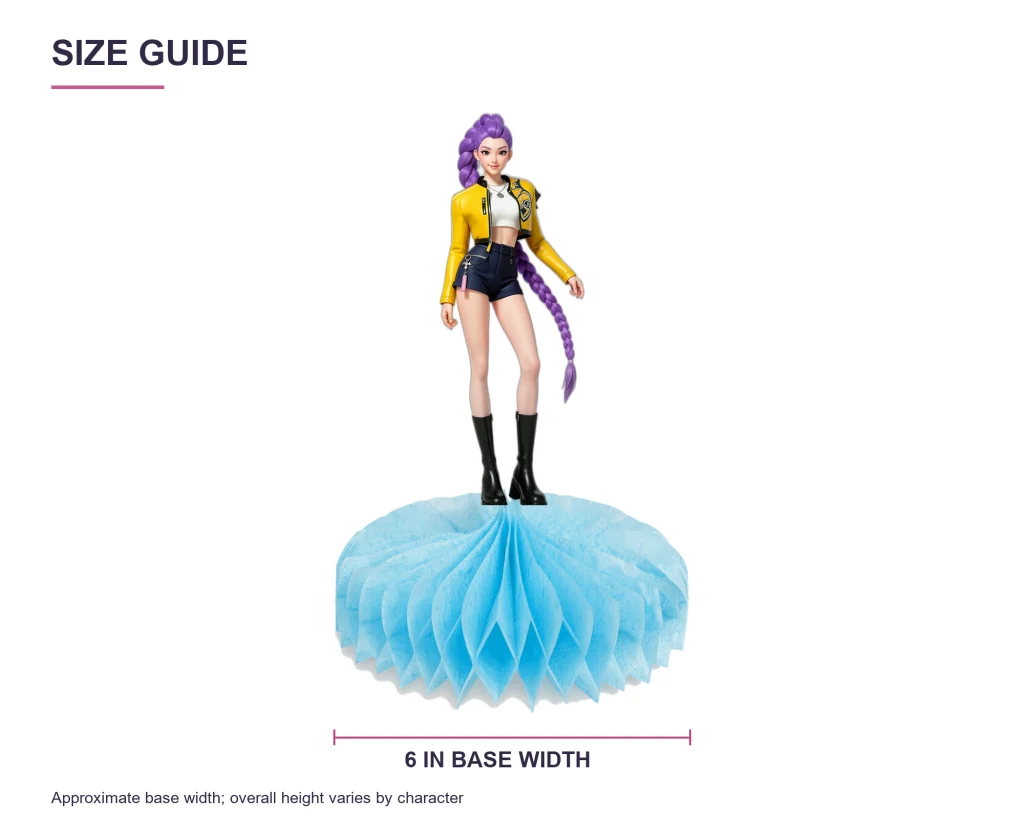 KPop Demon Hunters Honeycomb Centerpieces – Set of 5 – size guide